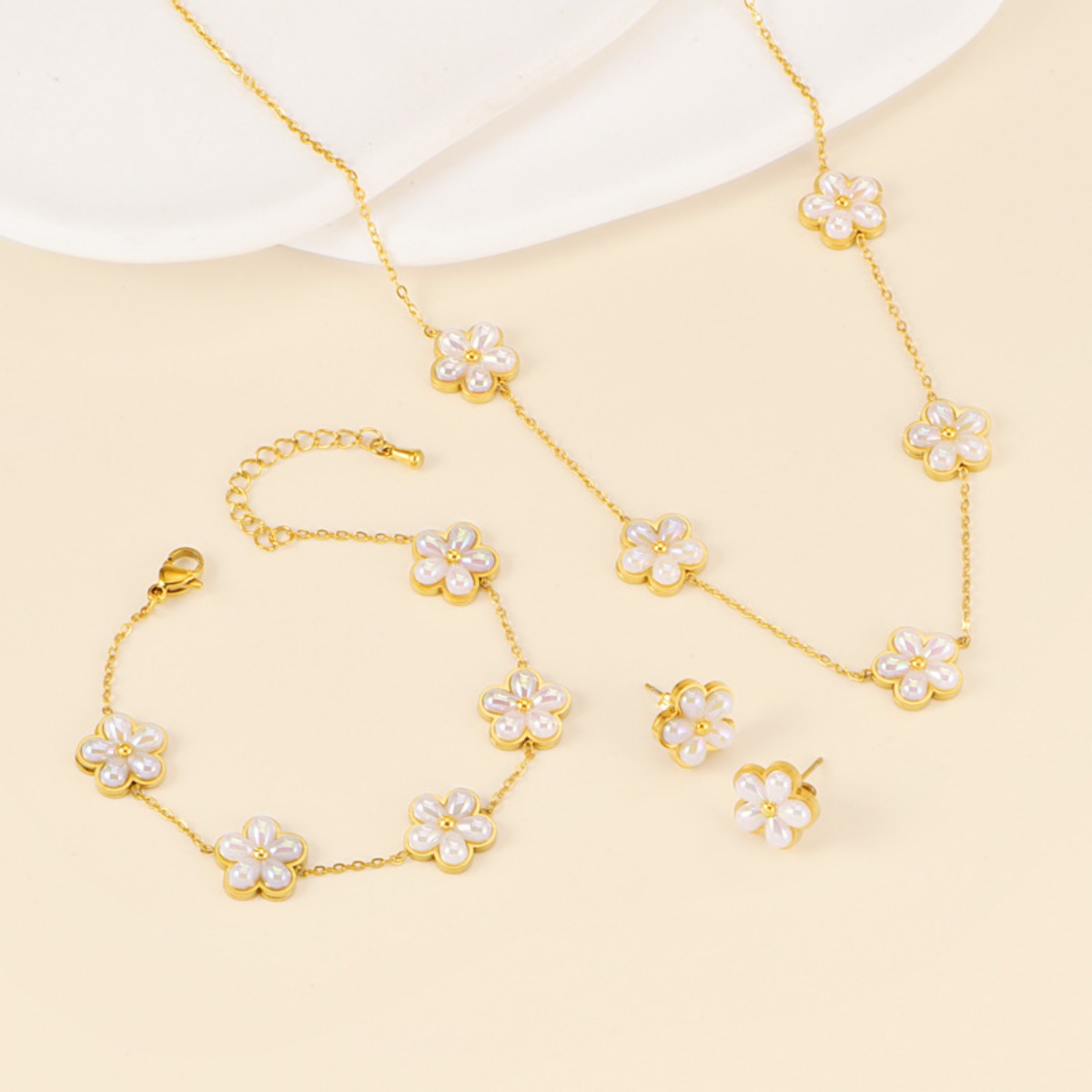18K Gold-Plated Flower Jewelry Set