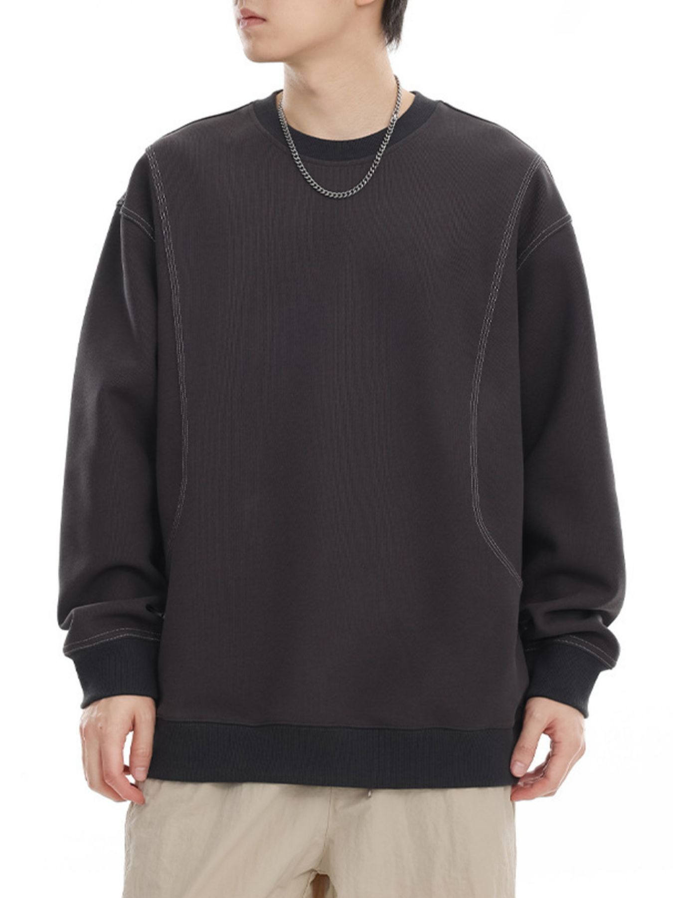 Men's Plus Size Round Neck Long Sleeve Sweatshirt