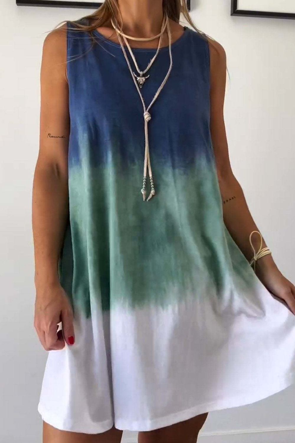 Tie-Dye Sleeveless Mini Tank Dress
