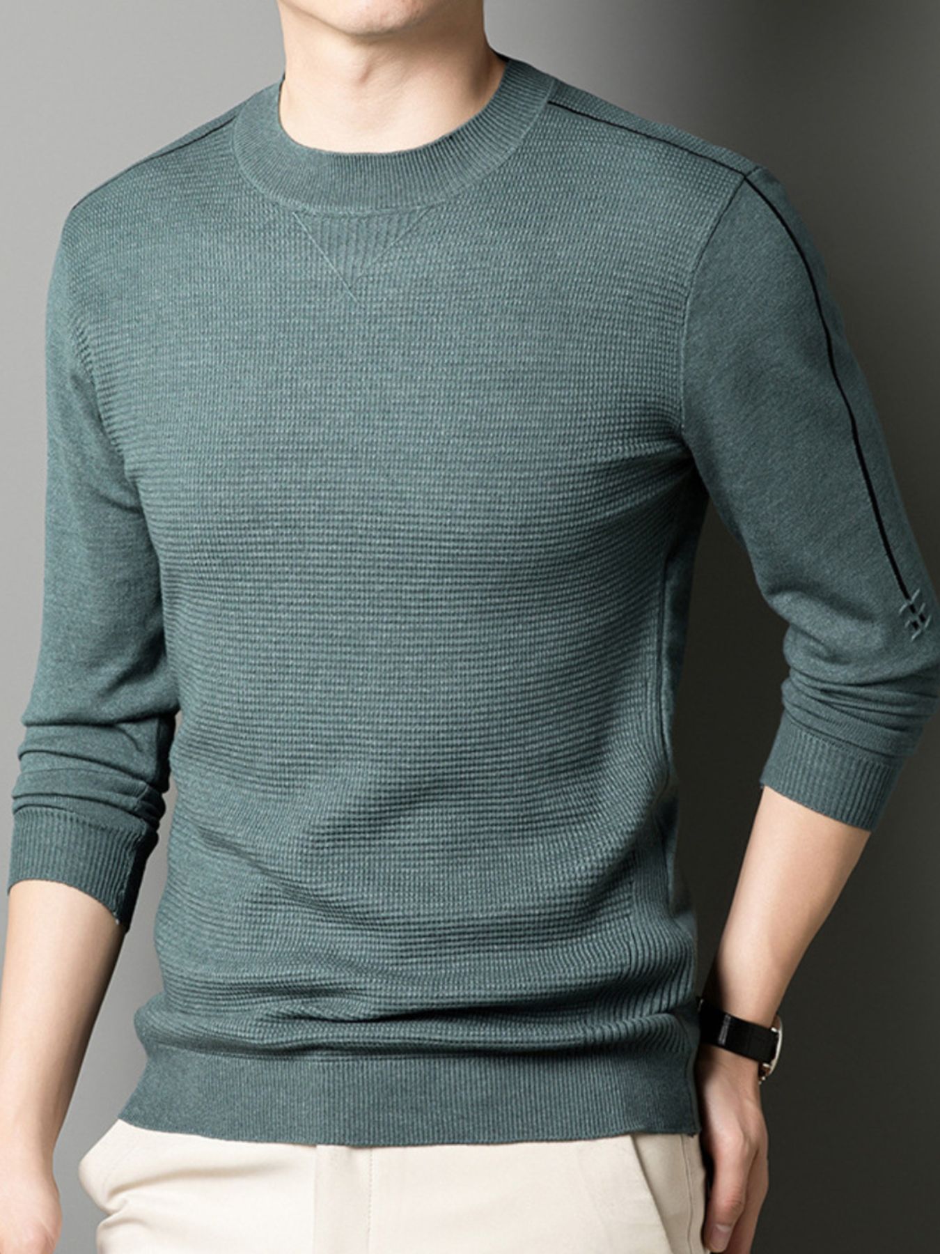 Men's Plus Size Textured Slim Fit Knit Top