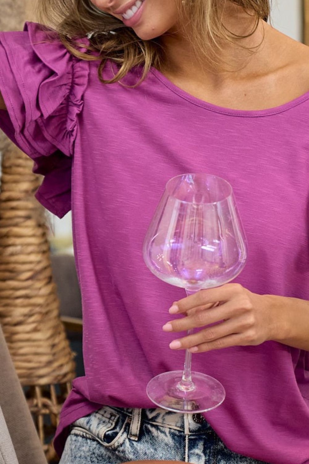 Layered Ruffle Sleeve Jersey Top