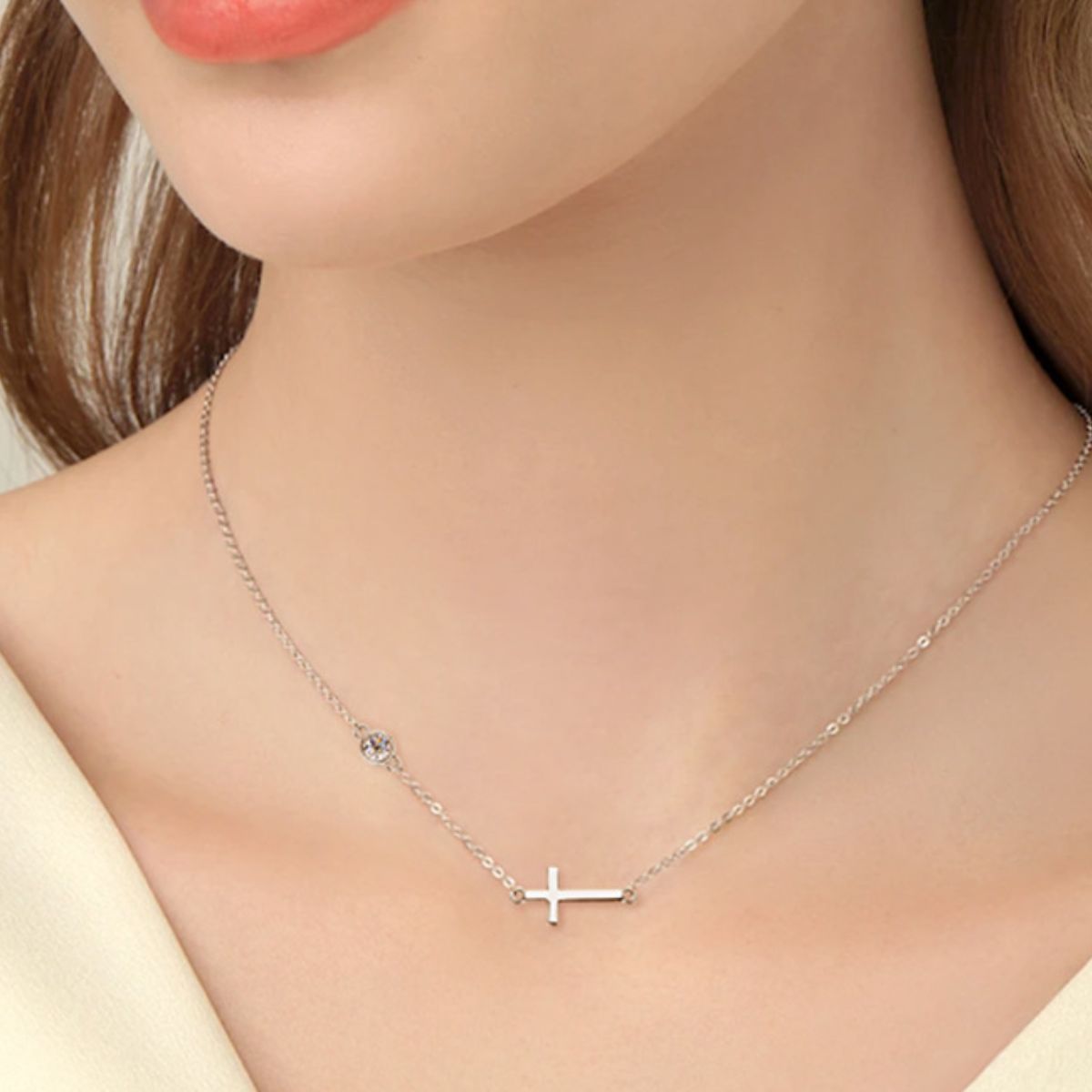 Cross 925 Sterling Silver Moissanite Necklace