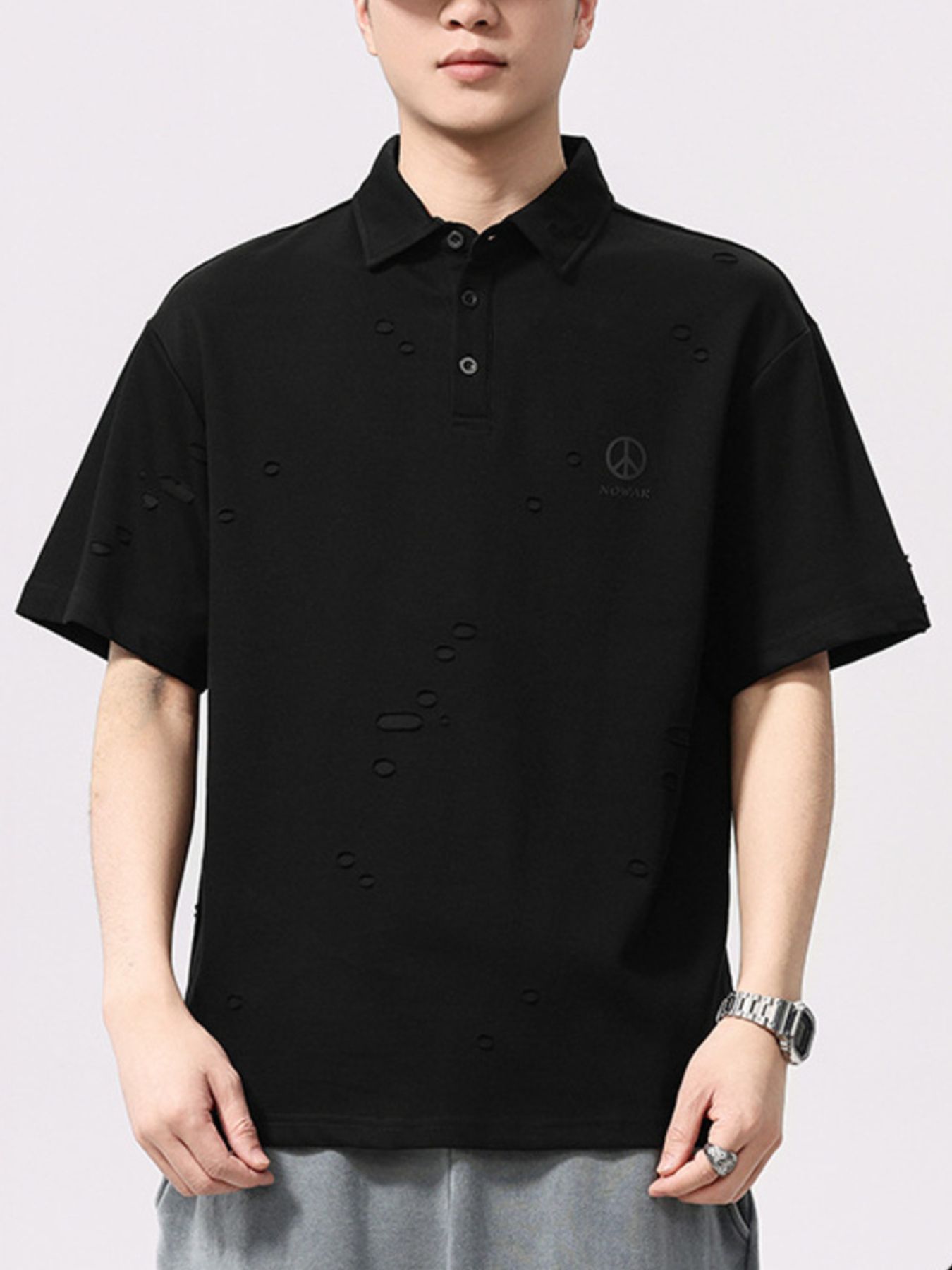 Men's Plus Size Button Detail Short Sleeve Polo