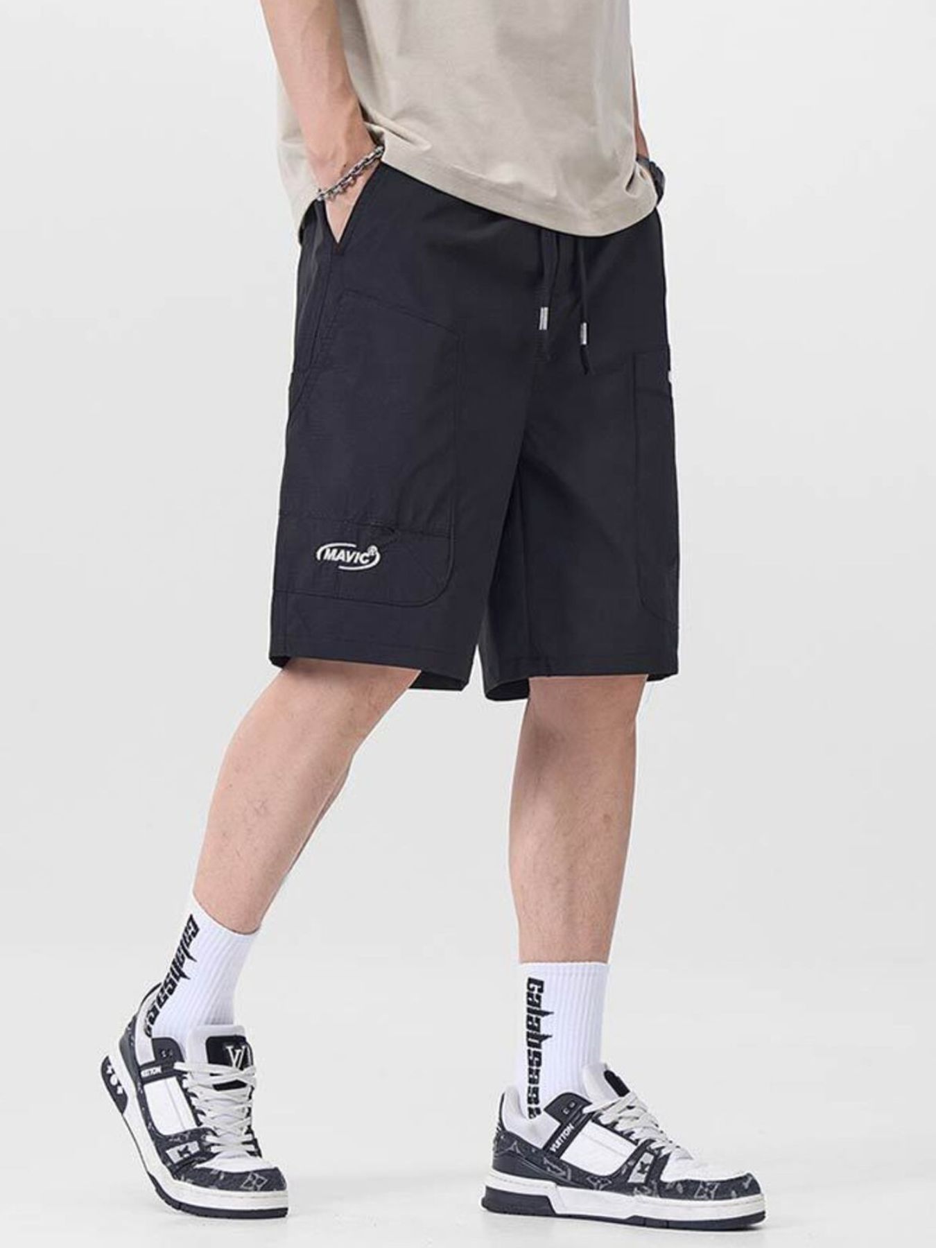 Men's Plus Size Drawstring Cargo Shorts