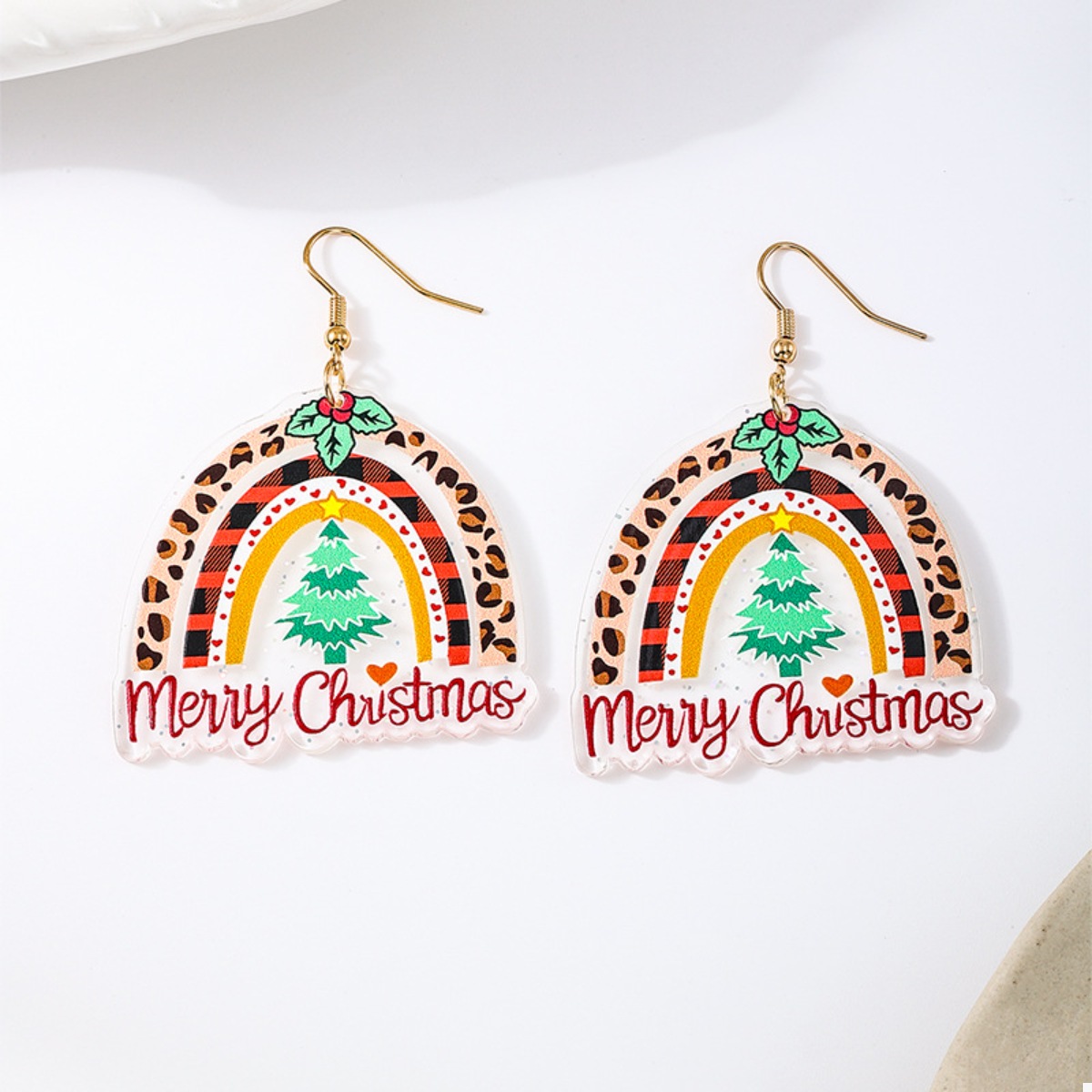 Christmas Rainbow Dangle Earrings