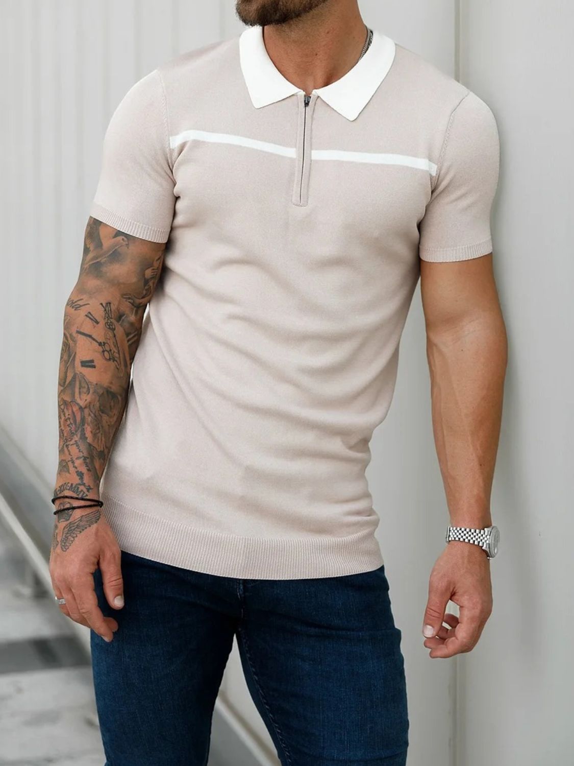 Men's Plus Size Collared Neck Short Sleeve Polo