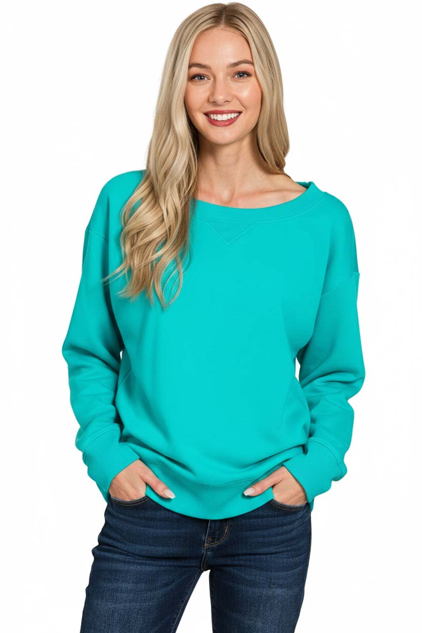 Fleece Boat Neck Sweatshirt