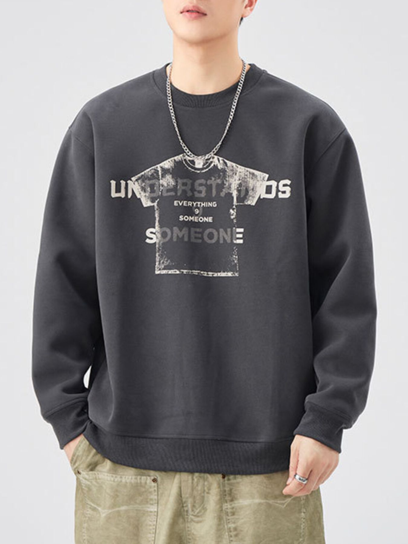 Men's Plus Size Graphic Crew Neck Sweatshirt
