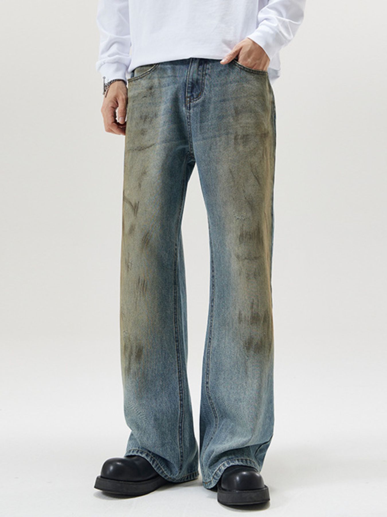 Men's Full Size Wide Leg Relaxed Fit Jeans Plus Size