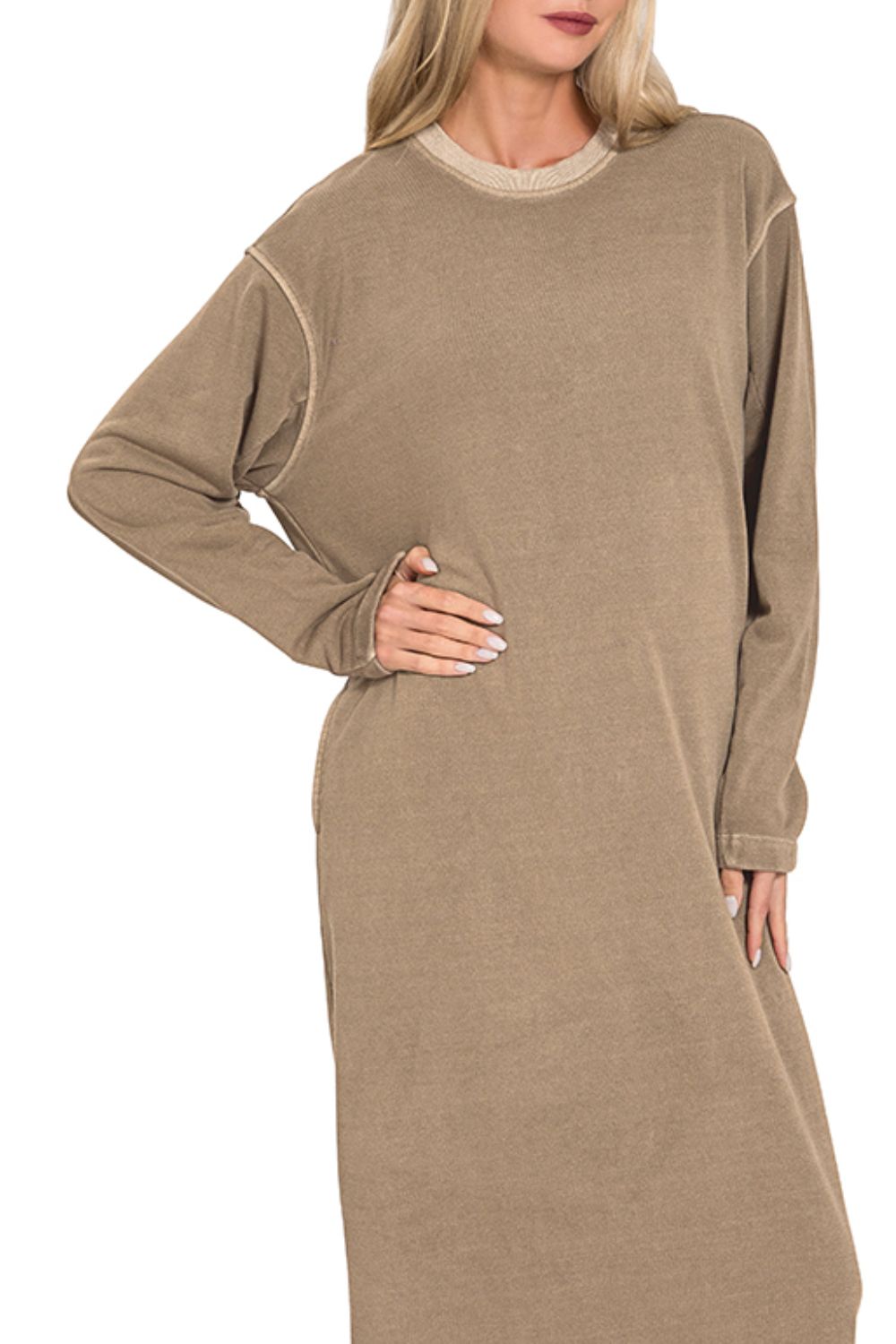 Soft Fleece Pigment Dye Sweatshirts Dress