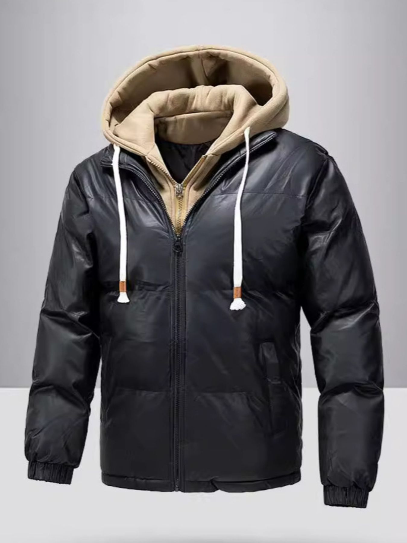 Men's Plus Size Zip Up Long Sleeve Hooded Jacket