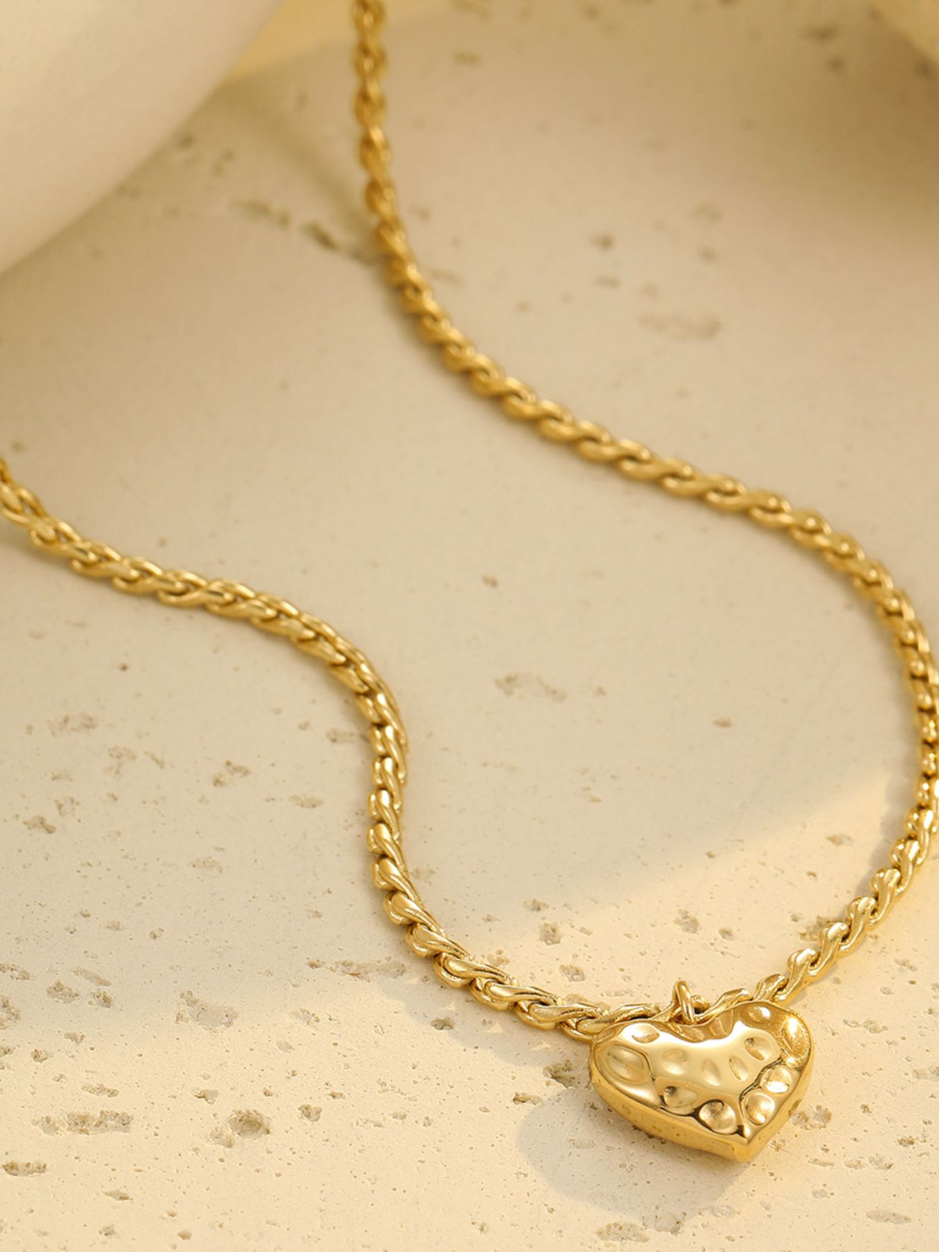 18K Gold-Plated Stainless Steel Heart Pendant Necklace