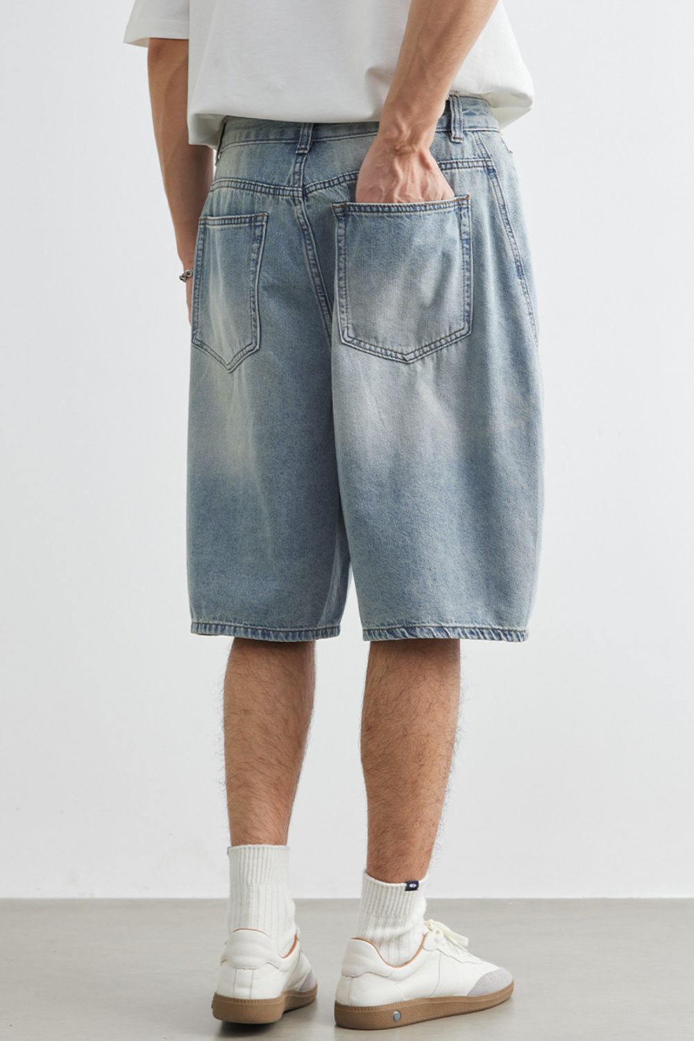Men's Plus Size Relaxed Fit Wash Denim Shorts