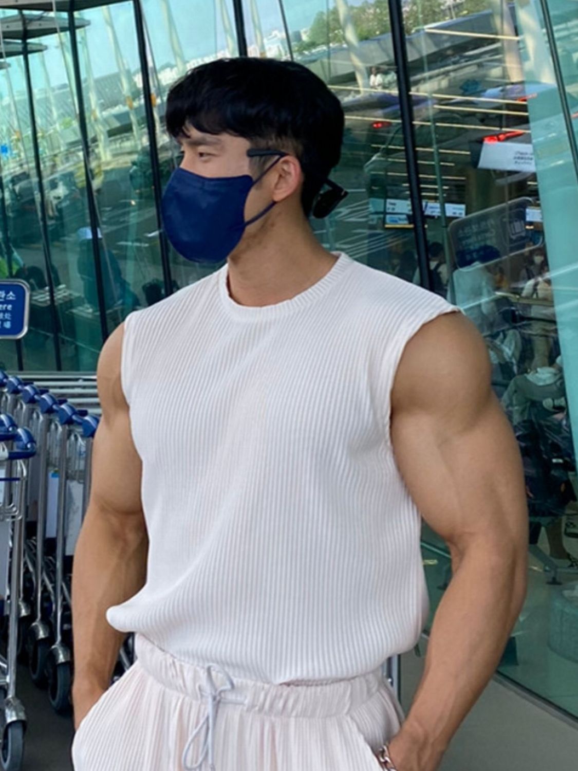 Men's Plus Size Cord Ribbed Round Neck Tank