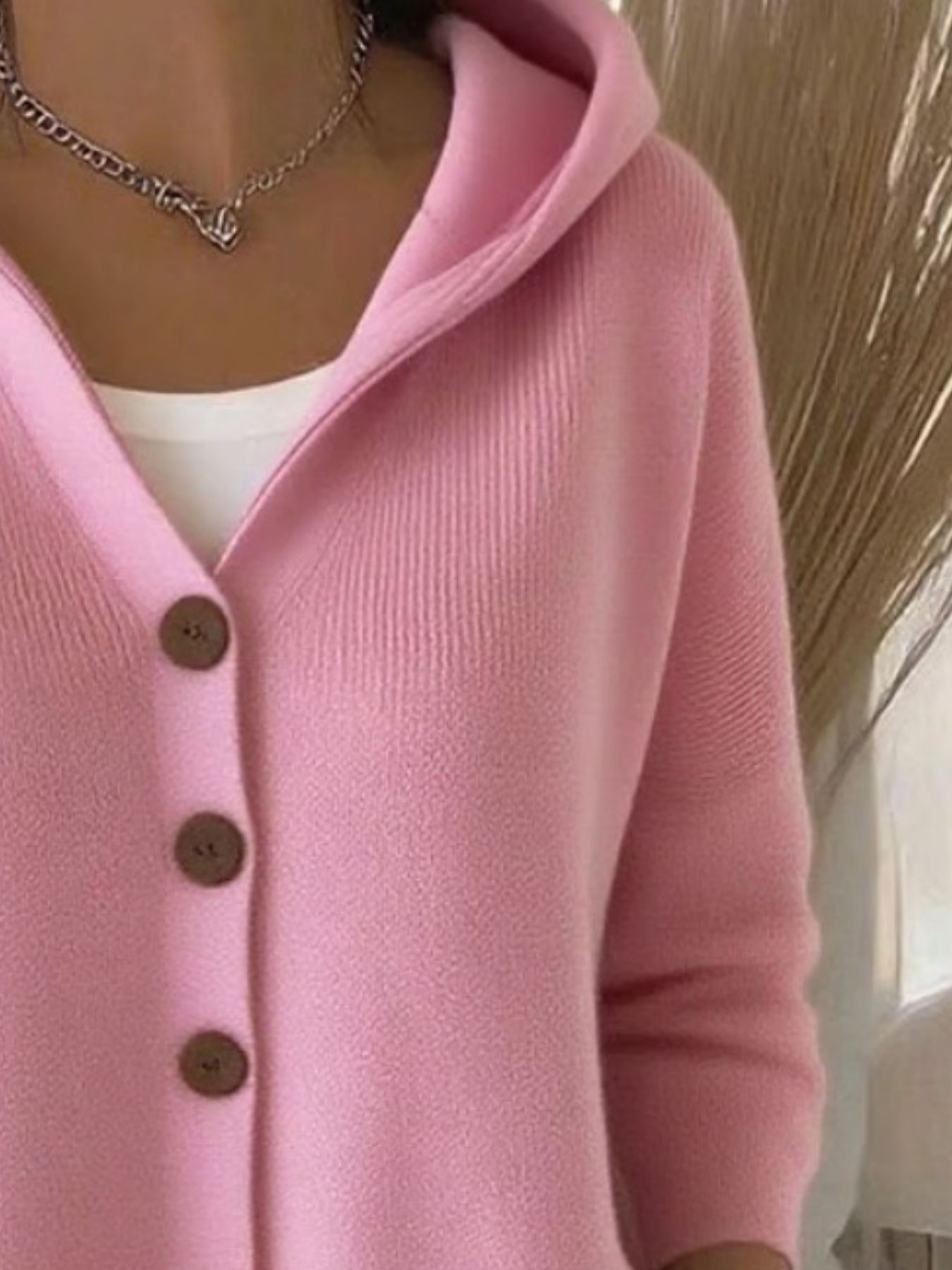 Full Size Hooded Button-Down Knit Cardigan Plus Size