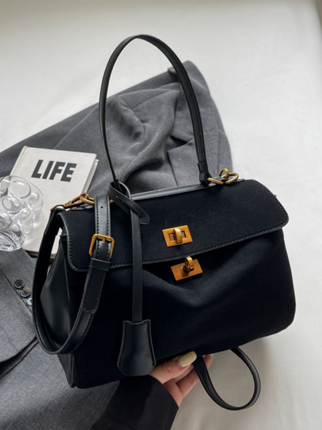 Classic Solid Color Handbag