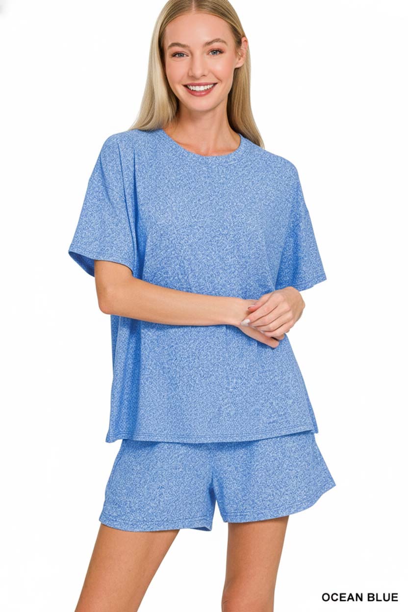 Soft Melange Short Sleeve Tee and Shorts Set