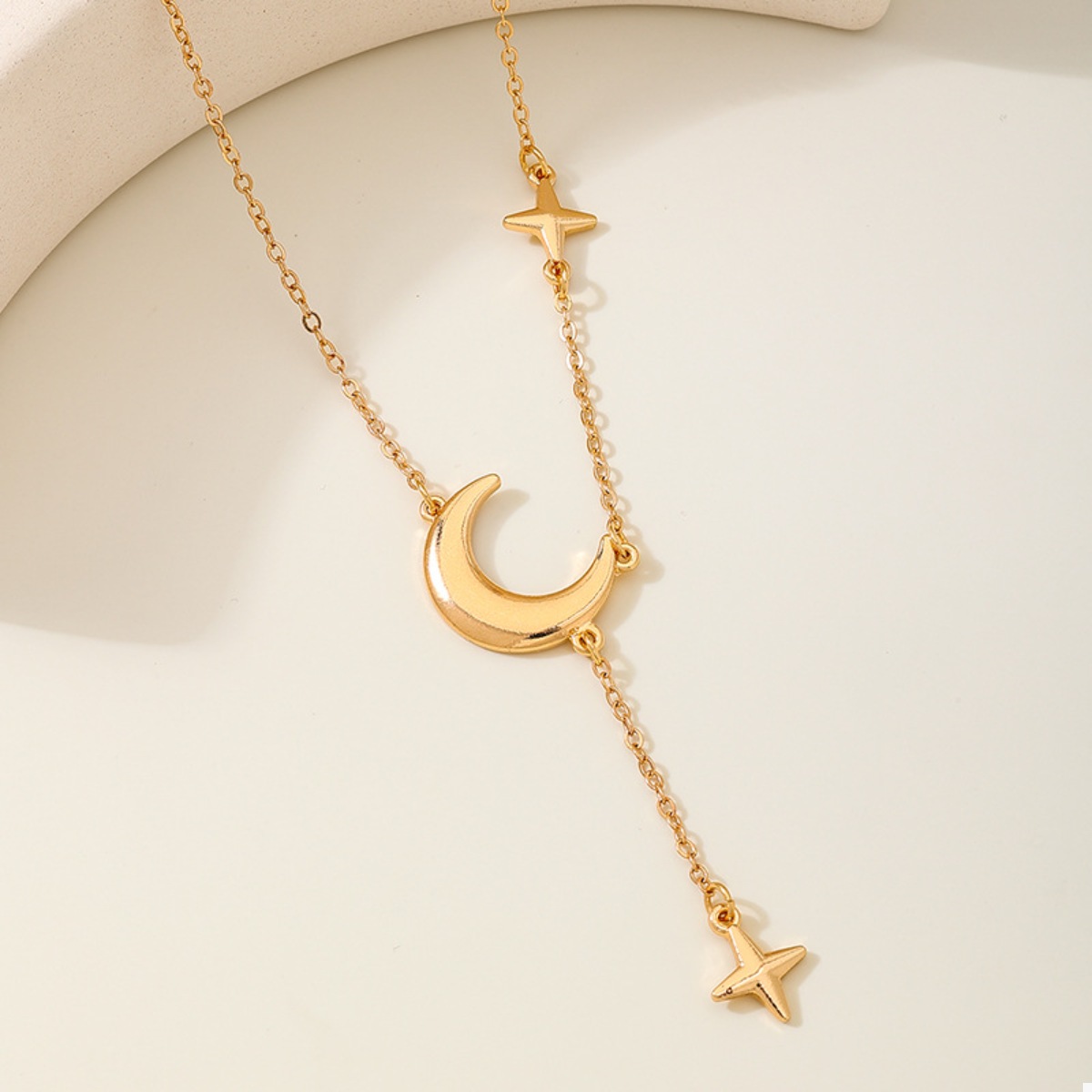 18K Gold-Plated Moon and Star Gold Chain Necklace
