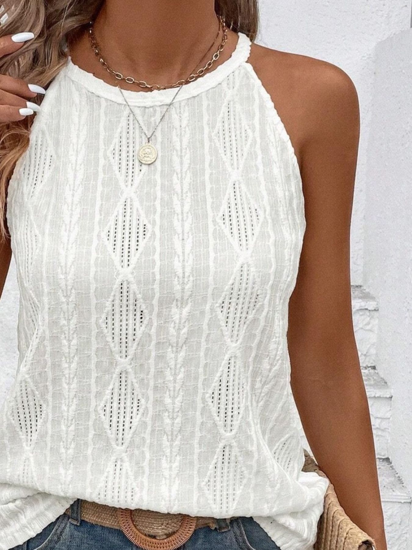 Textured Round Neck Tank