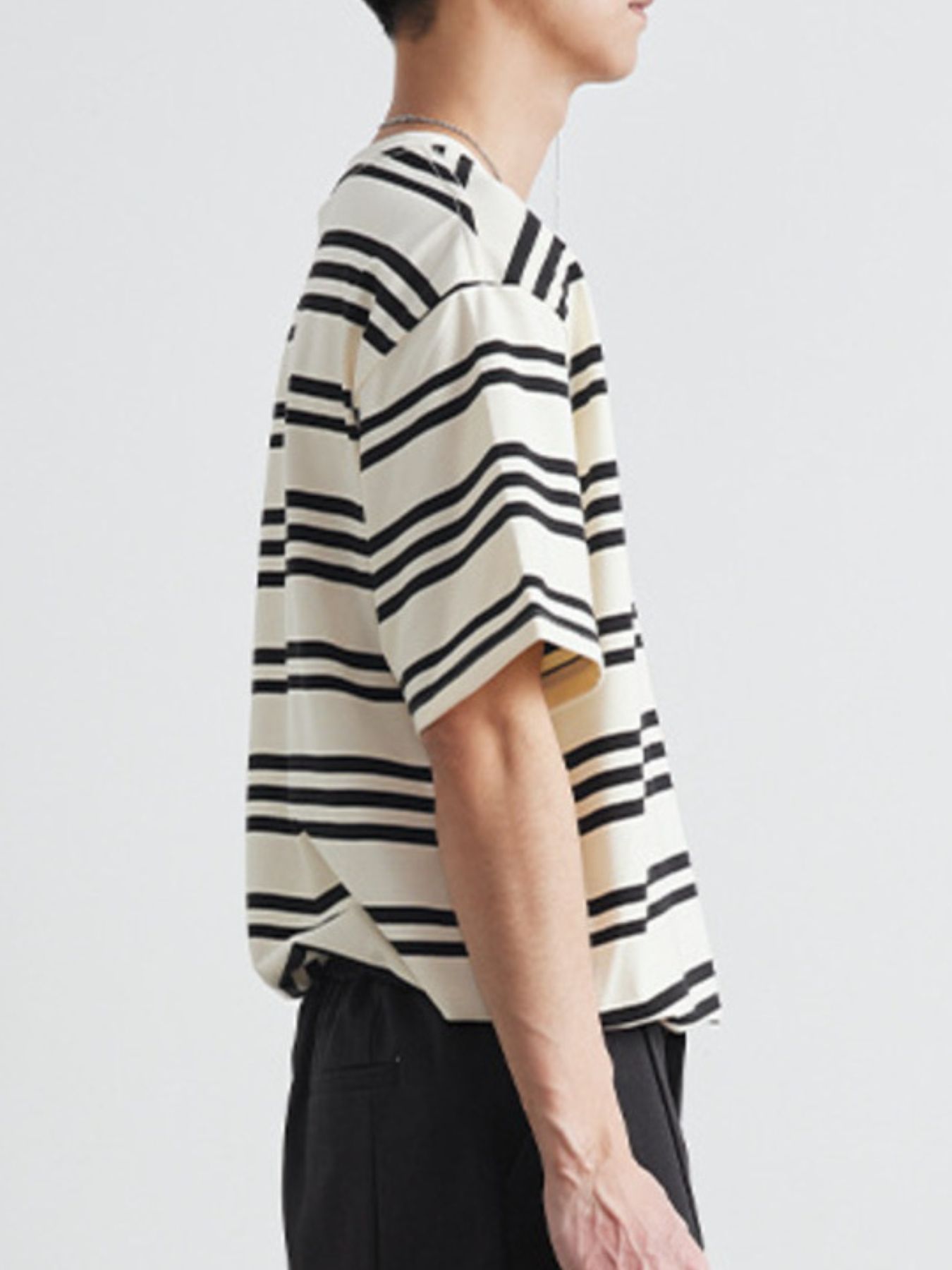 Men's Plus Size Striped Casual Round Neck T-Shirt