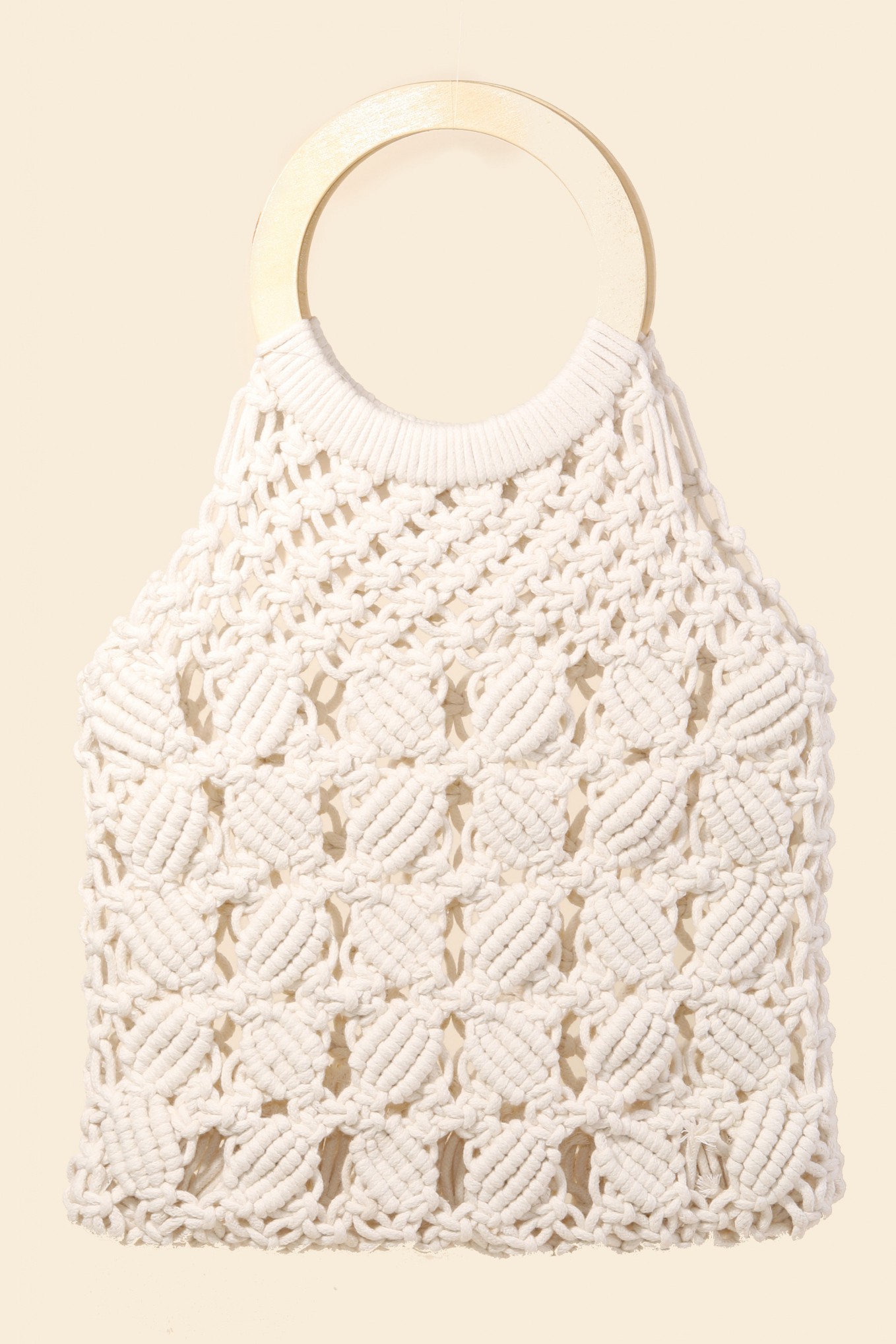 Fame Boho Braided Wooden Top Handle Bag