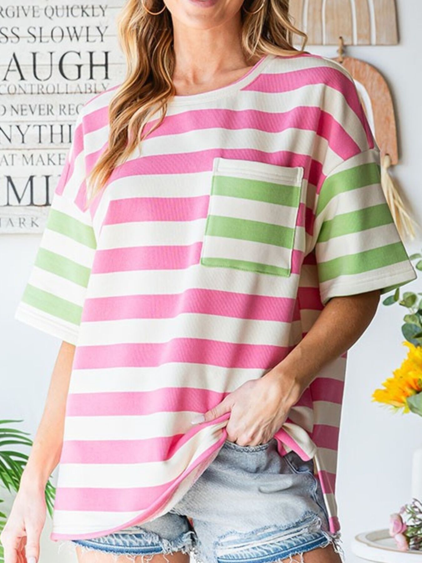 Striped Oversized Short Sleeve T-Shirt
