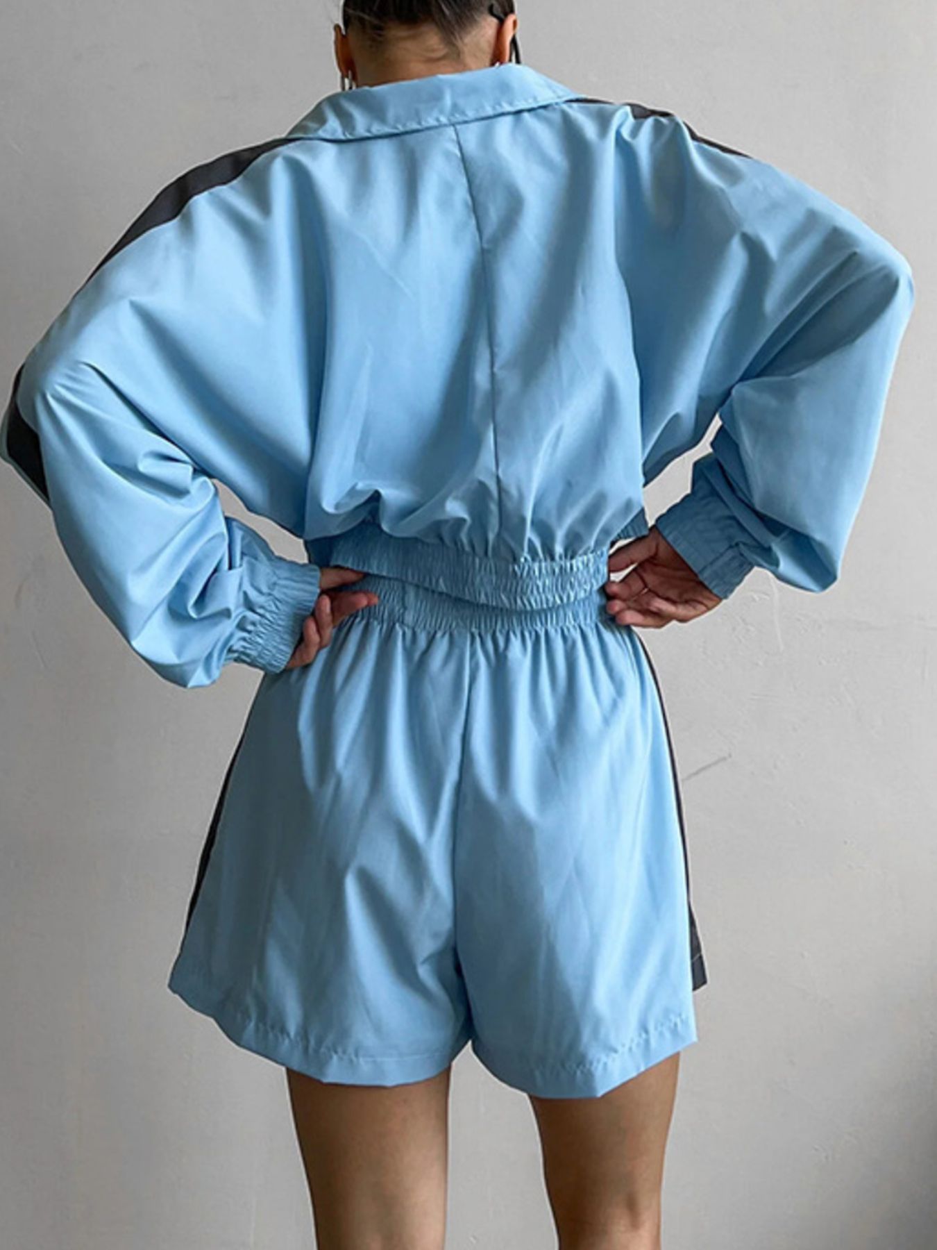 Zip Up Long Sleeve Jacket and Shorts Set