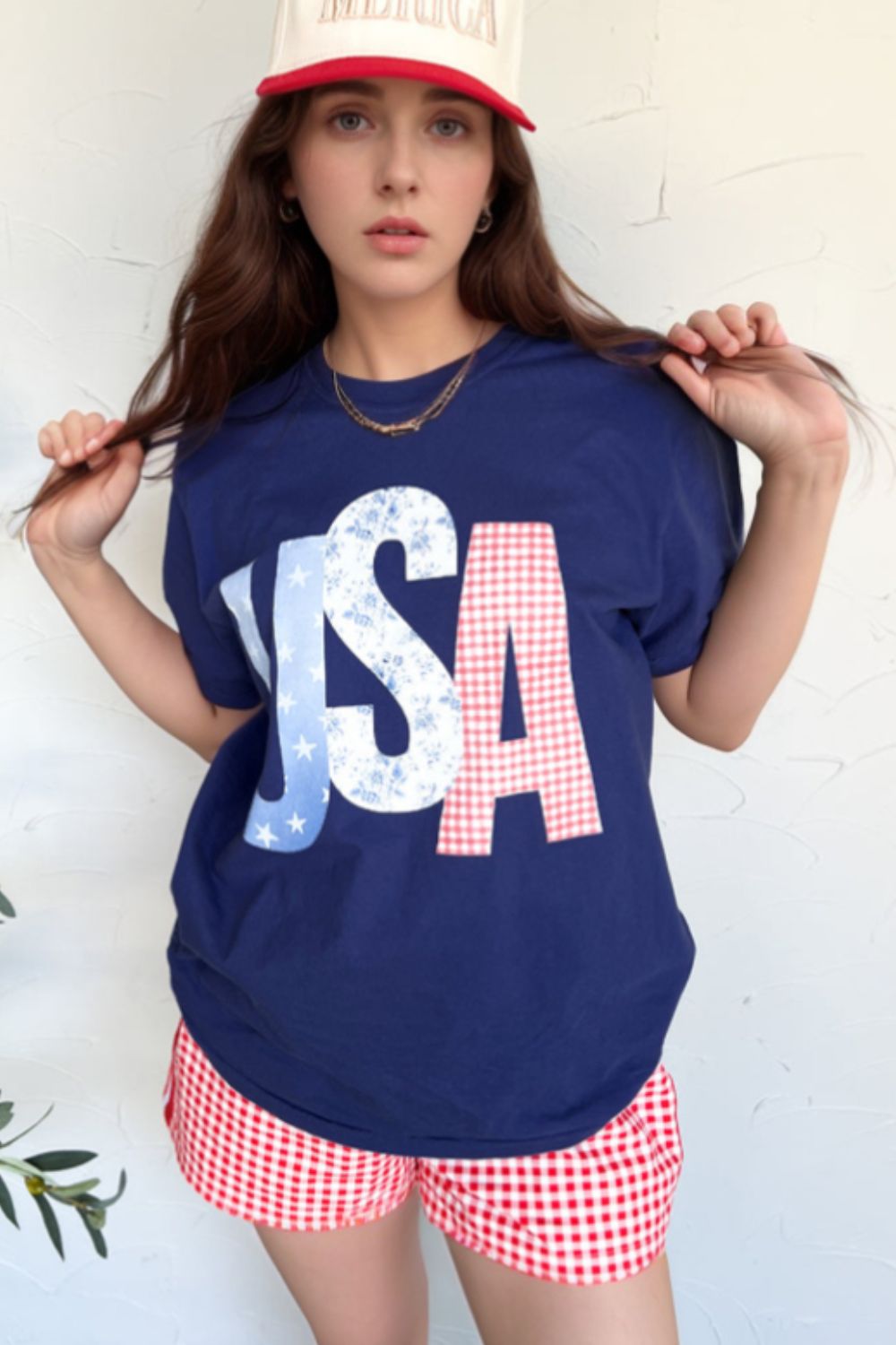 USA Letter Round Neck T-Shirt