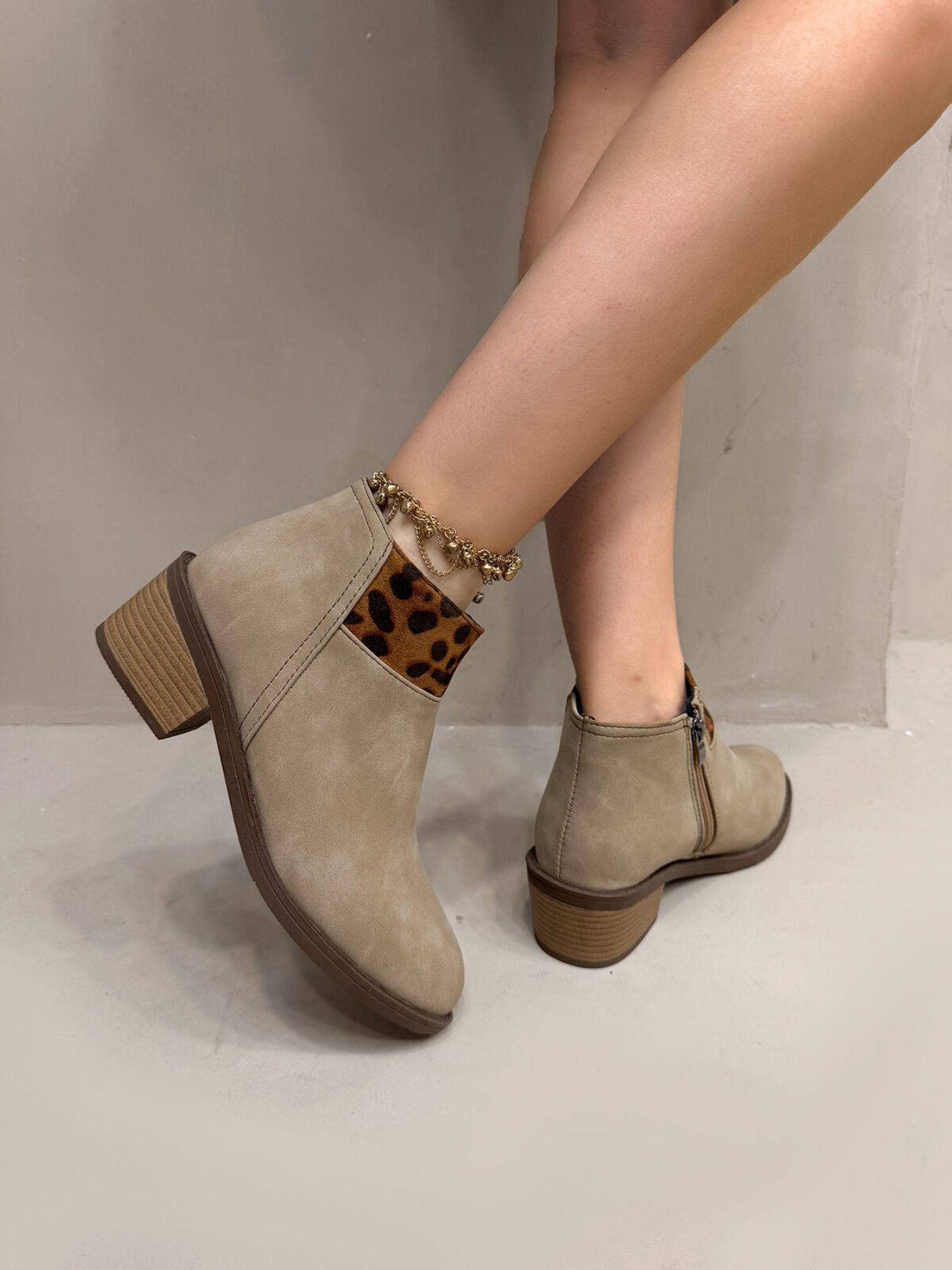 Leopard Block Heels Boots