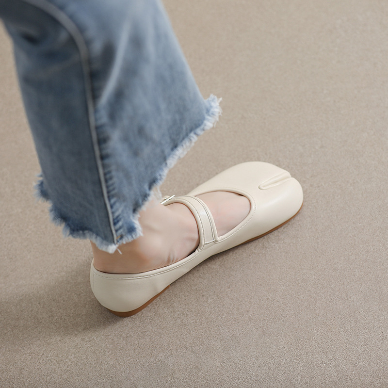 Split-Toe Flat Slip-Ons