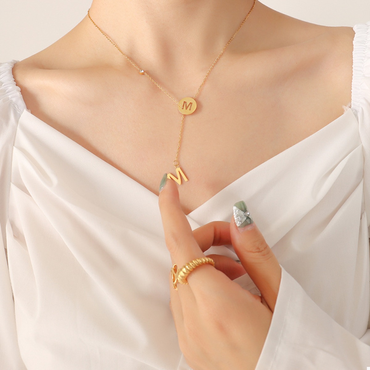 18K Gold-Plated Titanium Steel Letter Pendant Necklace