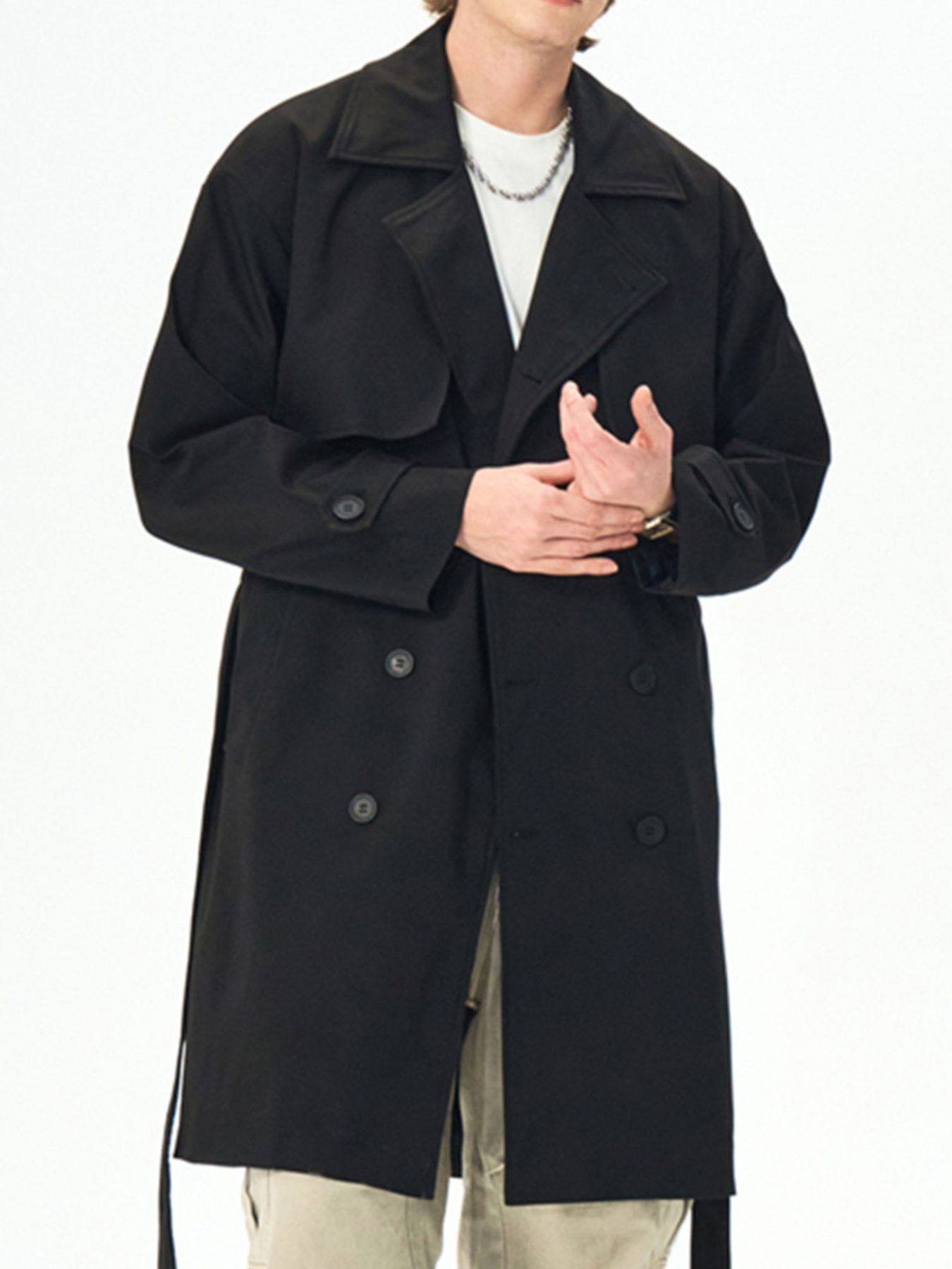 Men's Full Size Double-Breasted Trench Coat Plus Size