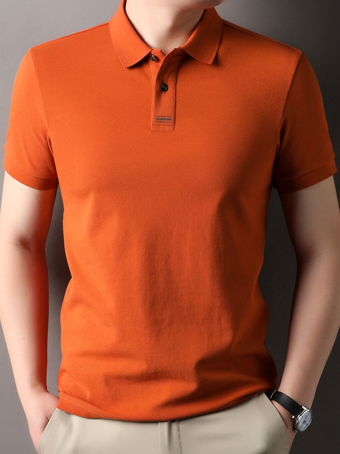 Men's Plus Size Button Detail Short Sleeve Polo