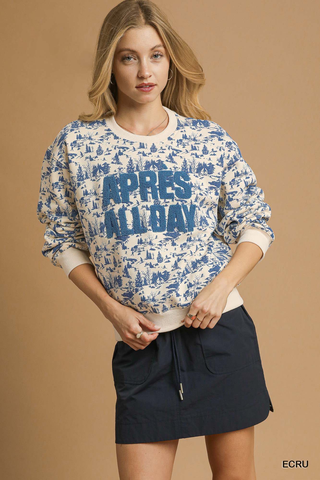Umgee Scenic Print Cropped Sweatshirt