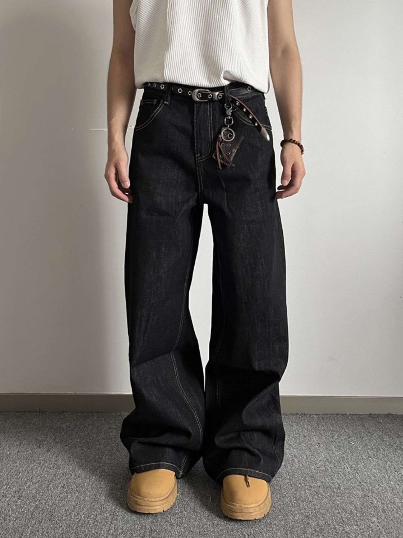 Men's Full Size Wide Leg Wash Jeans Plus Size