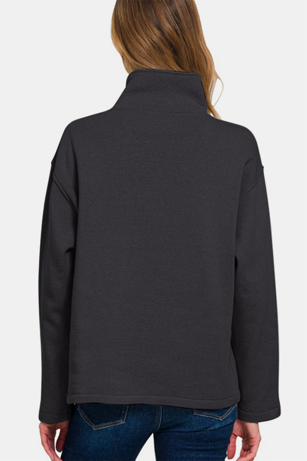 Turtleneck Half Snap Fleece Sweatshirt