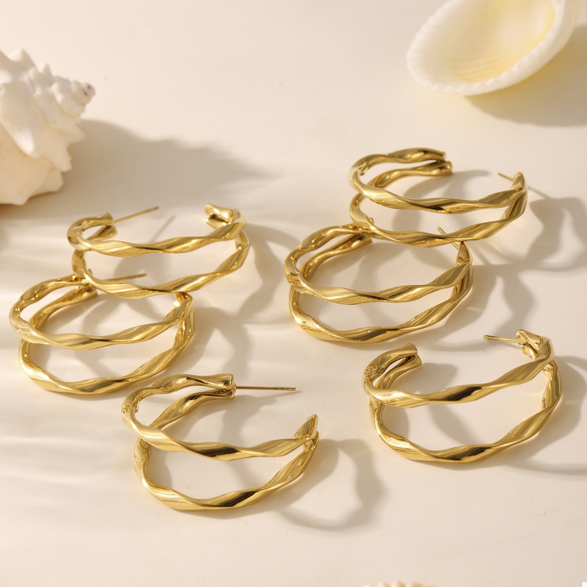 18K Gold-Plated Chunky Twisted Hoop Earrings