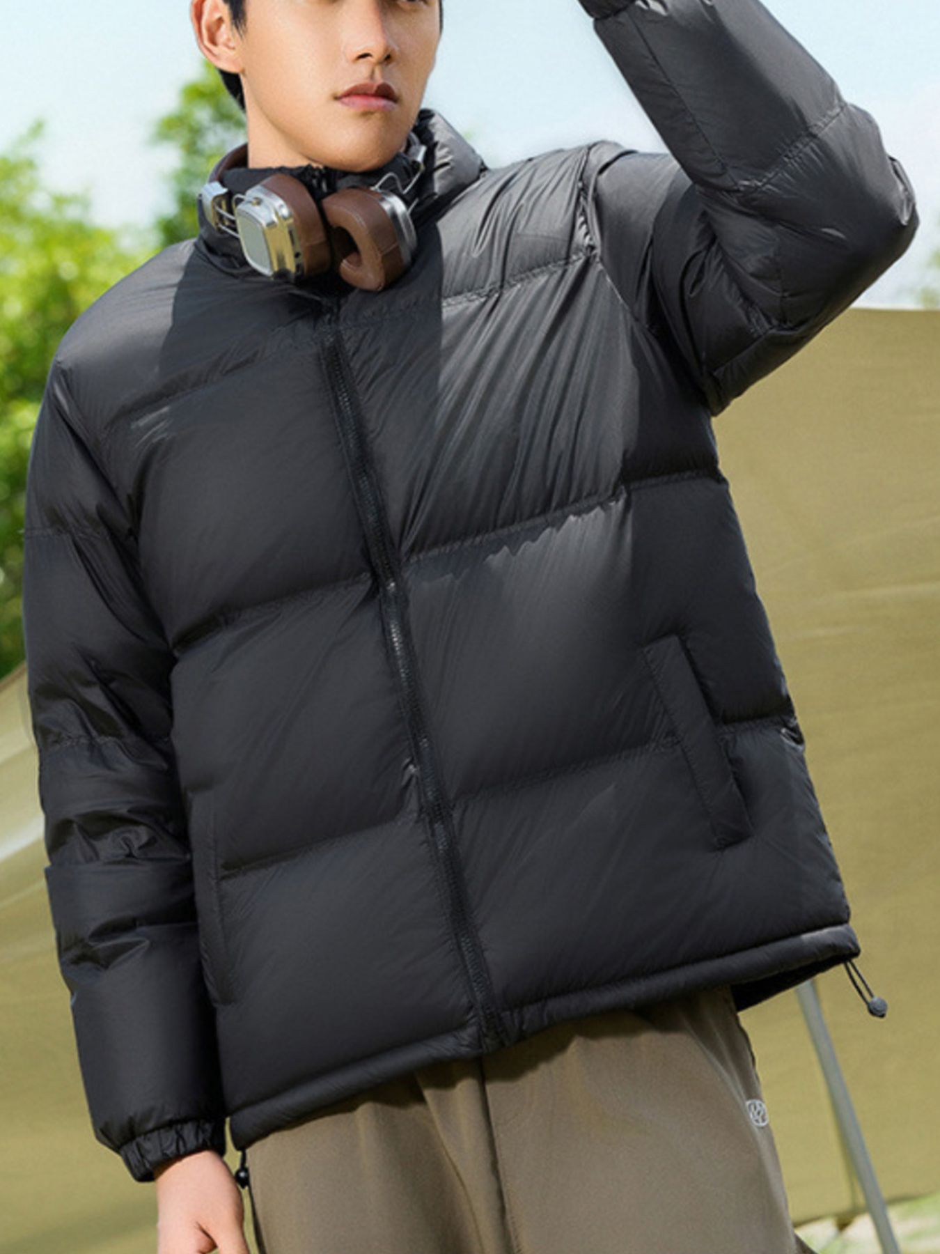 Men's Full Size Lightweight Packable Zip Up Puffer Jacket Plus Size