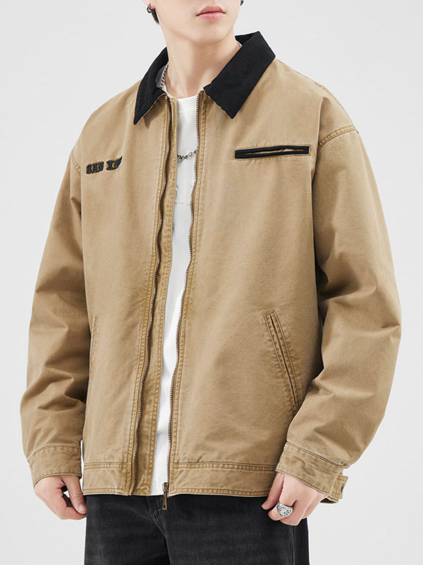 Men's Plus Size Zip Up Long Sleeve Jacket