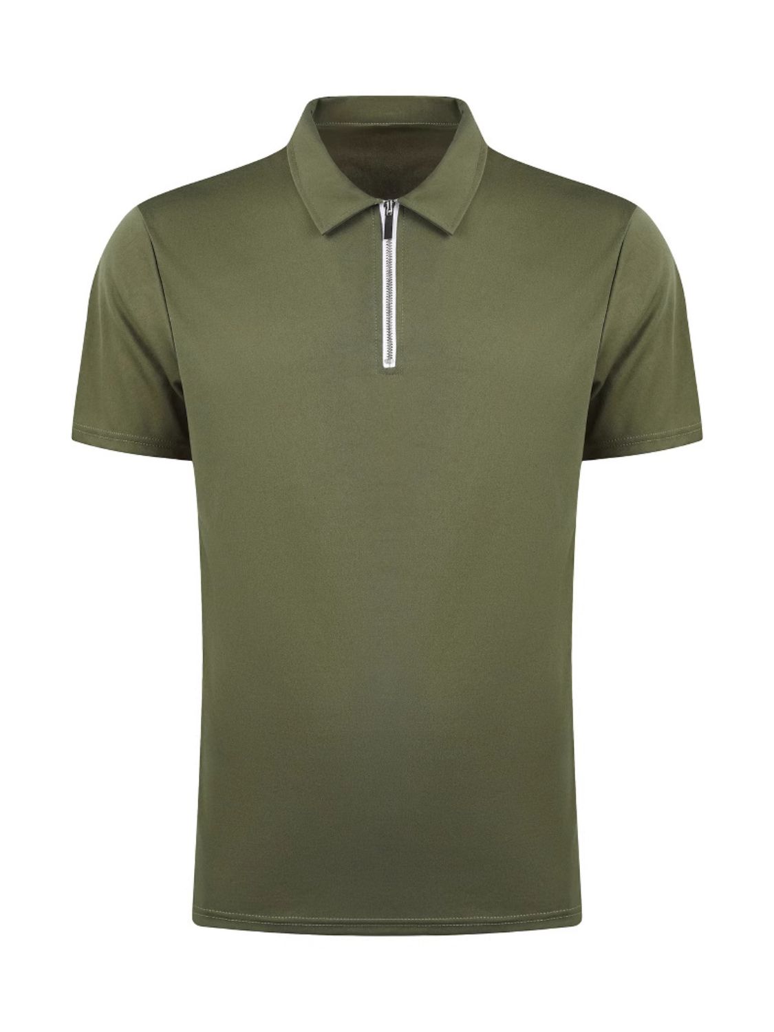 Men's Full Size Zip Collar Short Sleeve Polo Plus Size