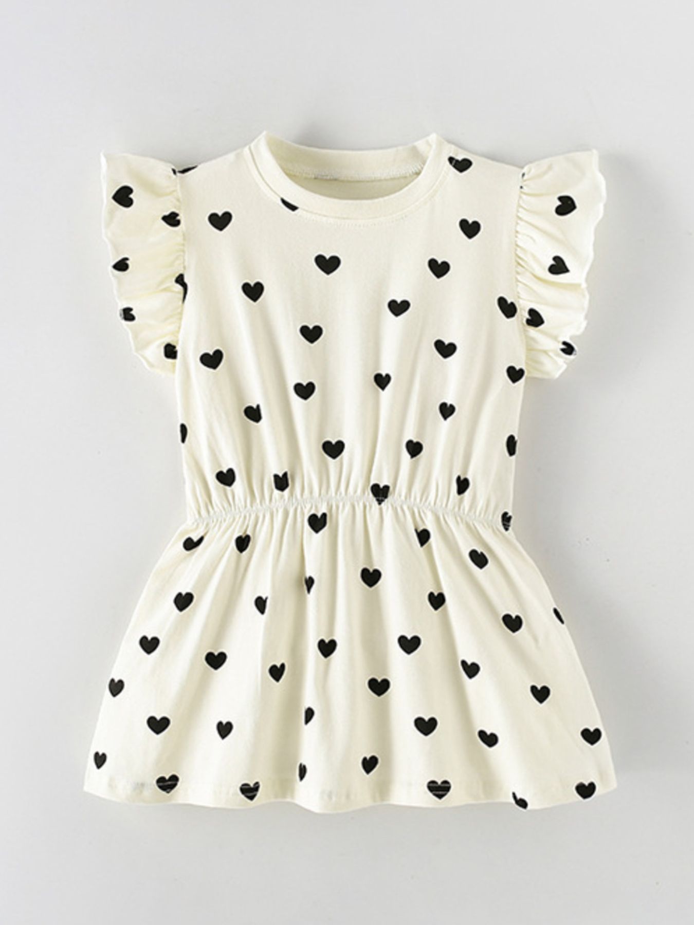 Children's Heart Print Ruffle Sleeve Dress 2