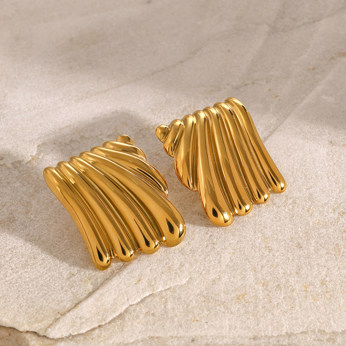 18K Gold-Plated Stainless Steel Minimalist Stud Earrings