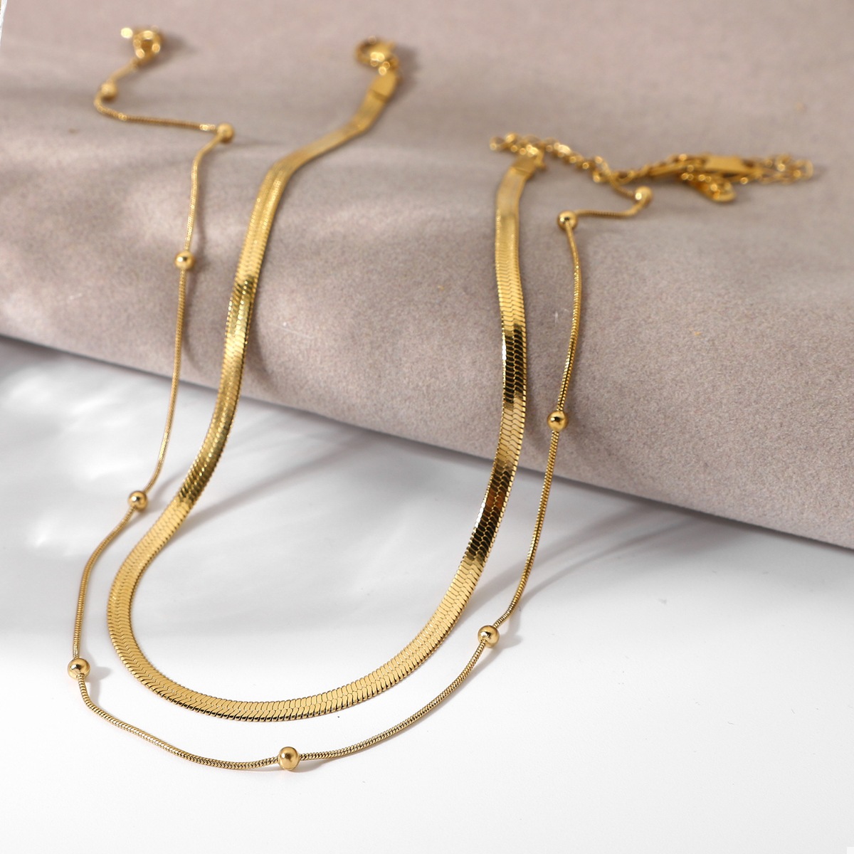 2 Piece 18K Gold-Plated Chain Necklace