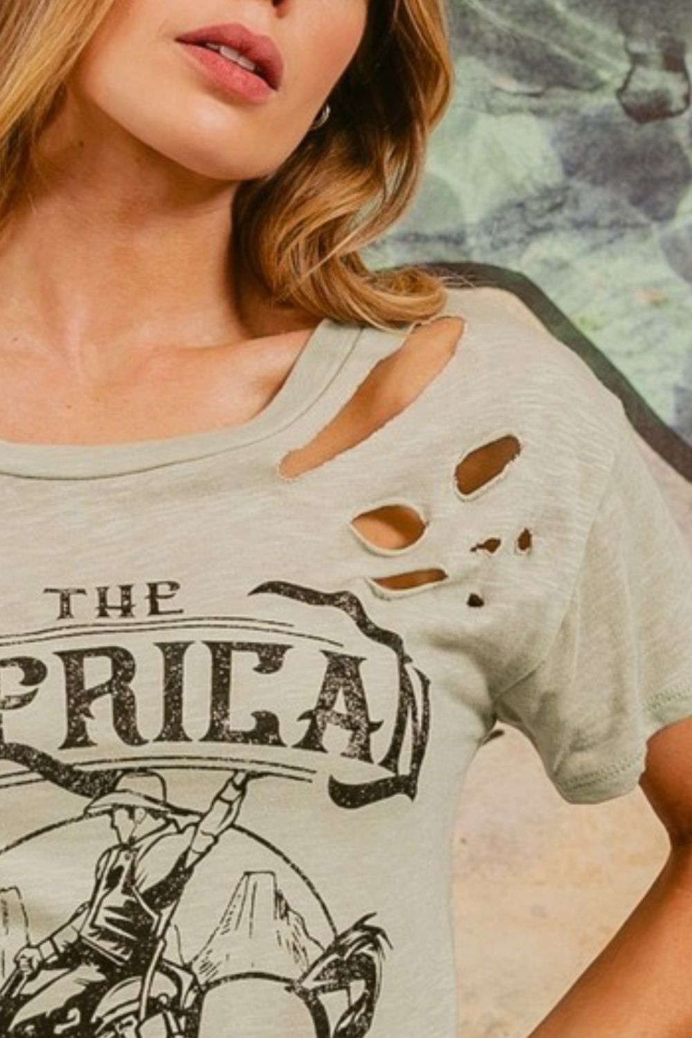 Cotton Slub Laser Top American Cow Boy Graphic