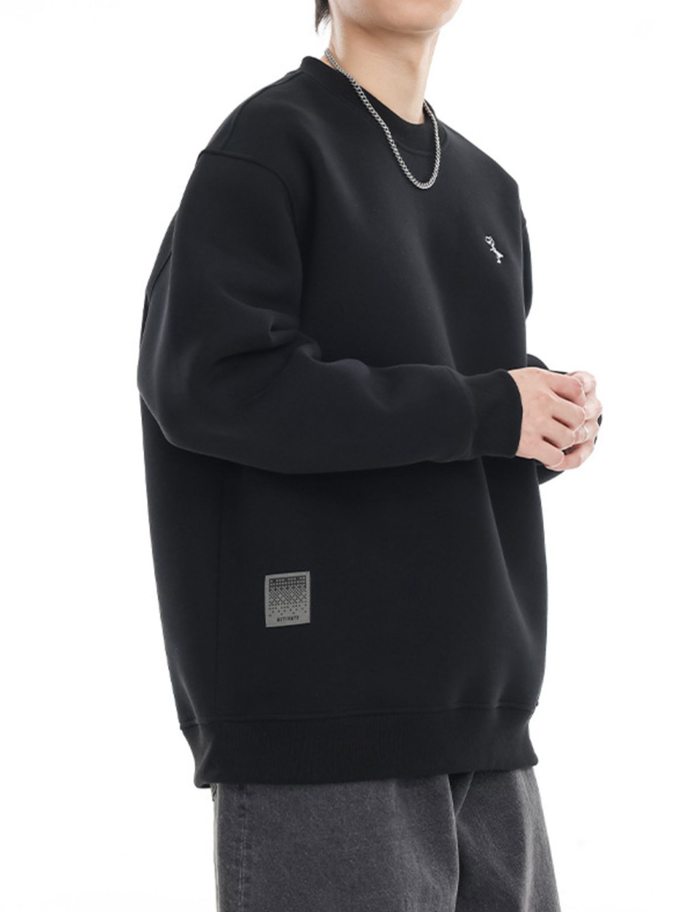 Men's Plus Size Round Neck Dropped Shoulder Sweatshirt