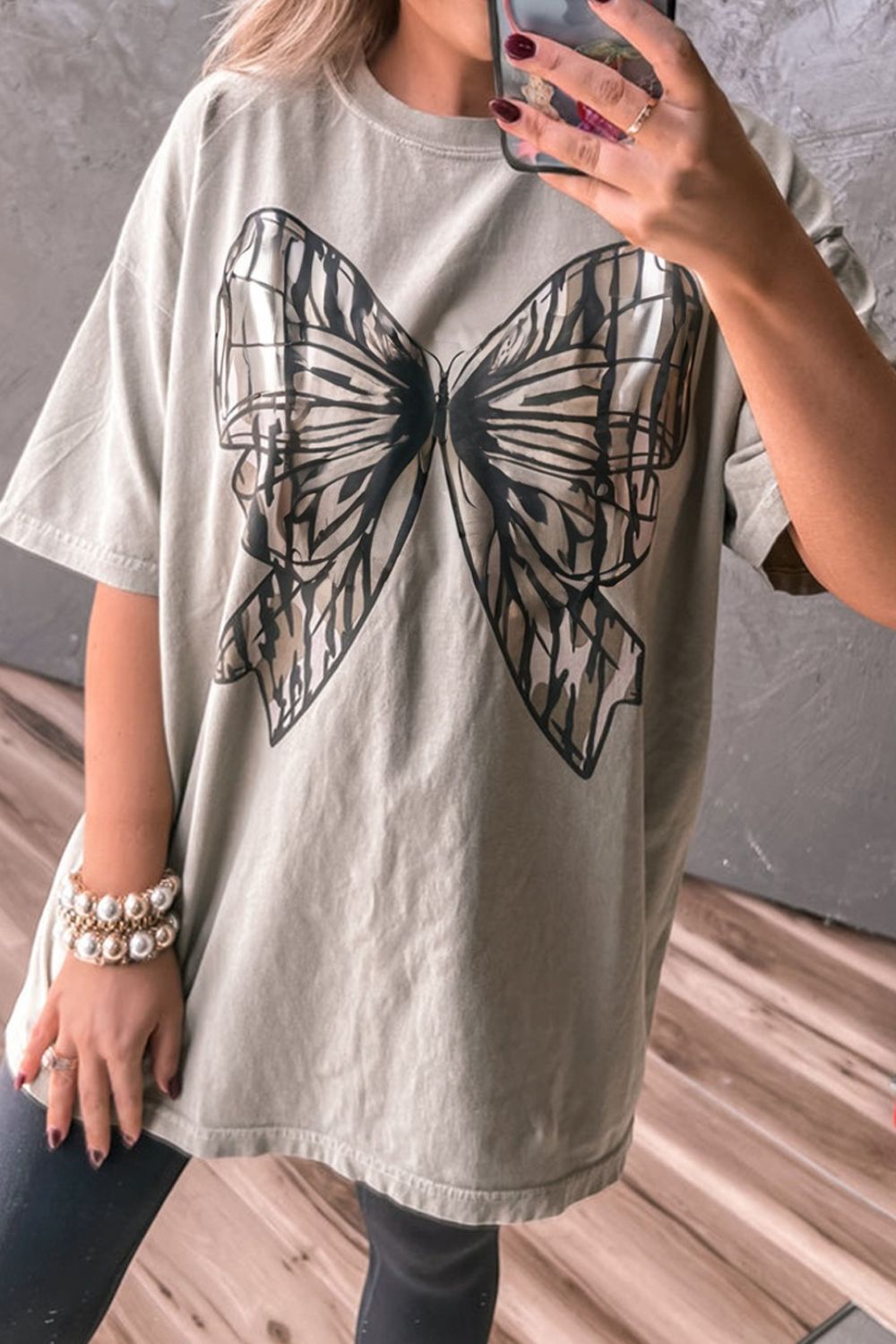 Casual Oversize Bow Drop Shoulder Tunic Casual Tee