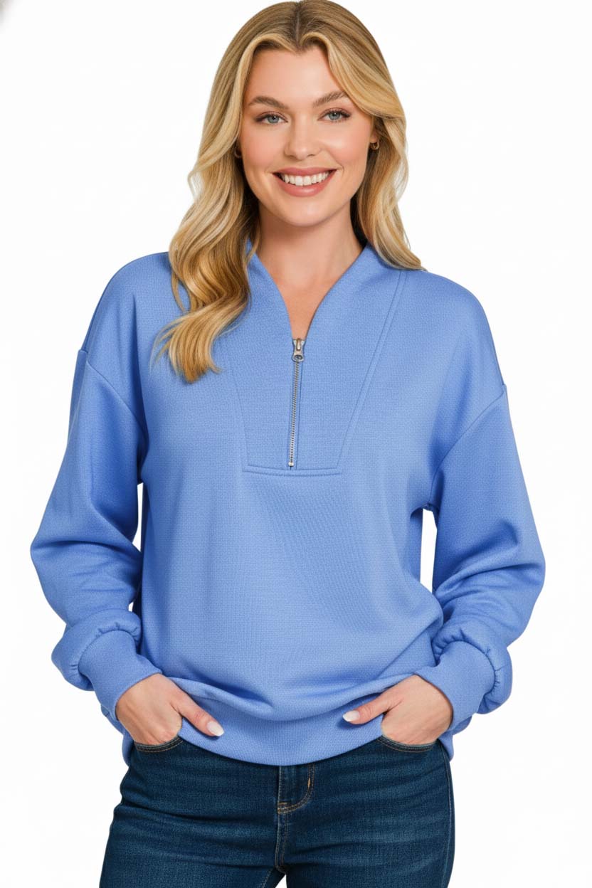 Scuba Half Zip Drop Shoulder Sweatshirt