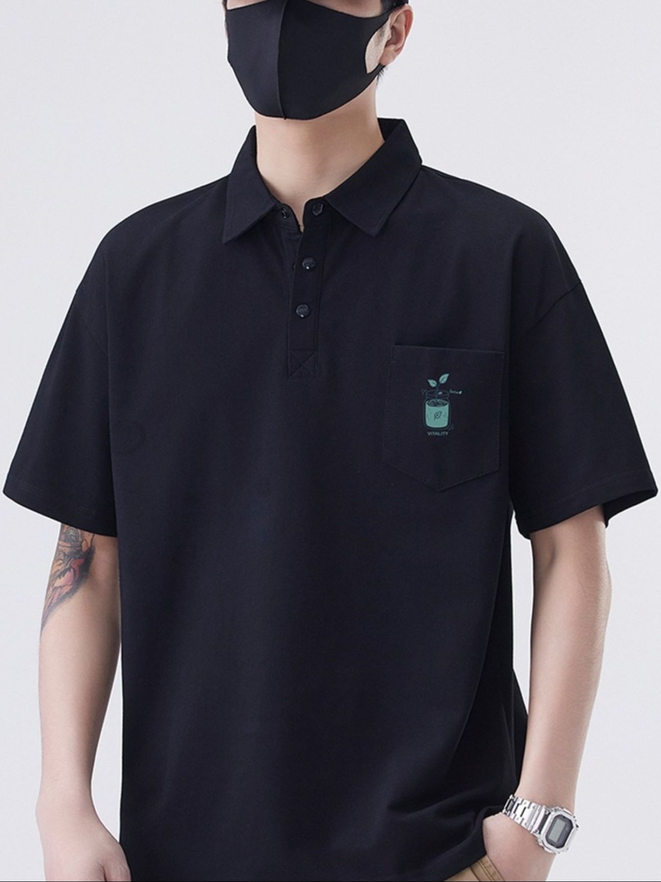Men's Plus Size Button Detail Short Sleeve Polo