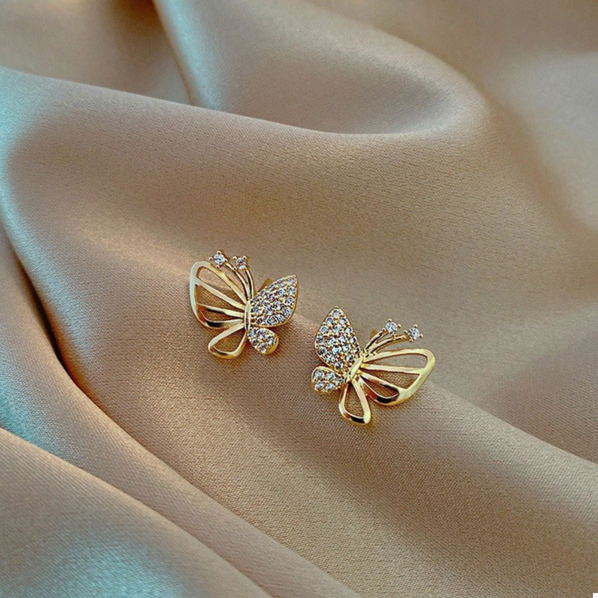 18K Gold-Plated Butterfly Stud Earrings