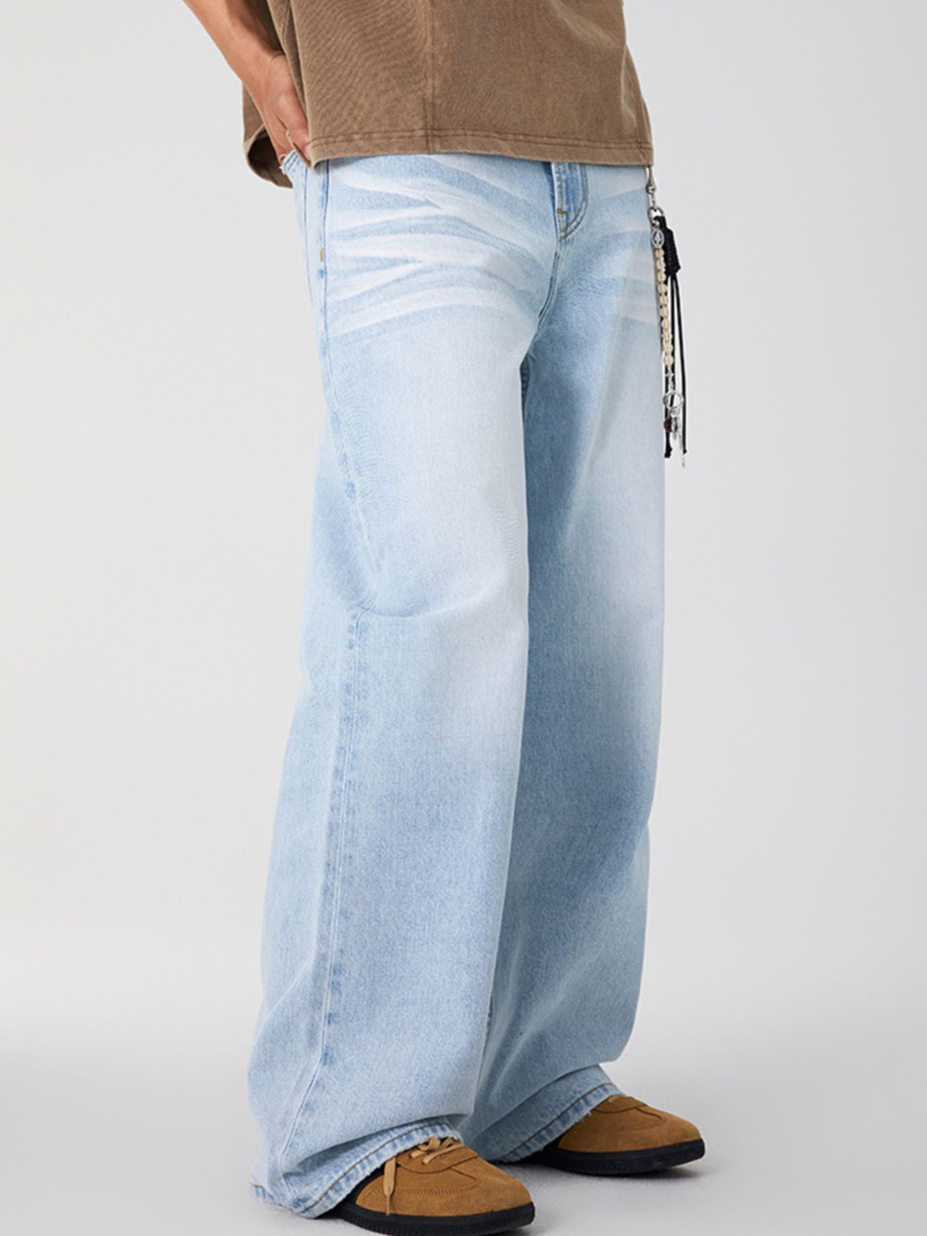 Men's Wash Wide Leg Jeans